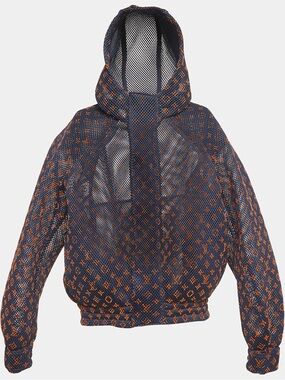 Louis Vuitton Navy Blue and Orange Gradient LV Monogram Mesh Jacket / Size 54.